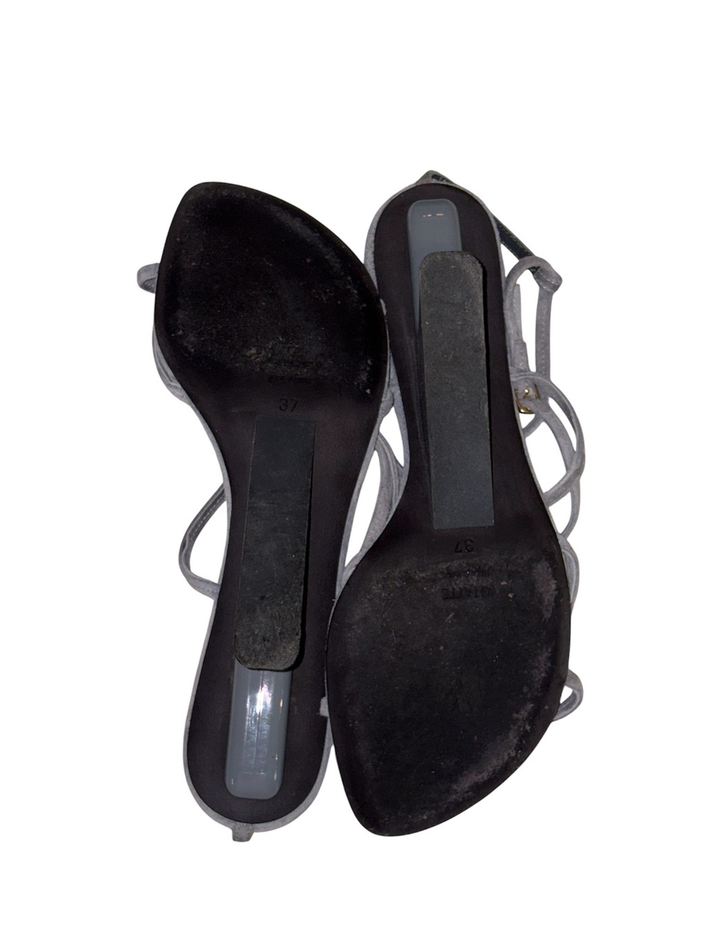 Khaite Seneca Suede Crisscross Wedge Sandals Grey Slate Strappy Size 37 US 7 - Picture 5 of 9